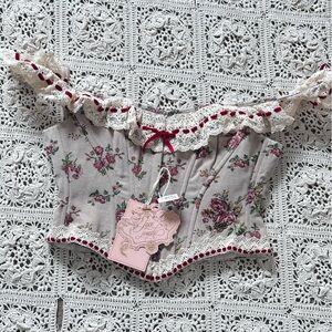 Lacemade corset tapestry floral crochet and Mirror Corset Lace Made NWT Size M